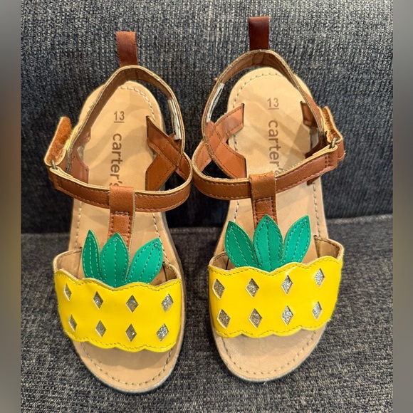 Carter's Vibrant Yellow and Green Pineapple Sandals/size 13 - Picture 2 of 11
